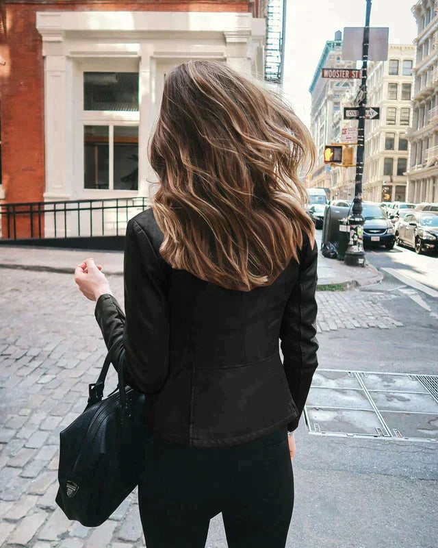 Jaqueta de Couro Feminina Zara - Moda Inverno - Flydescontos