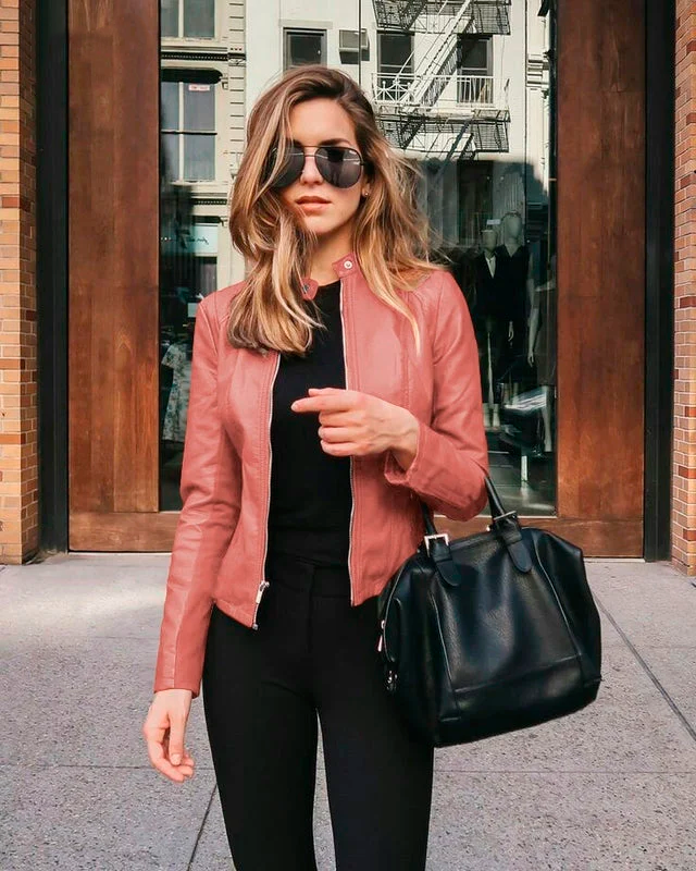 Jaqueta de Couro Feminina Zara - Moda Inverno - Flydescontos