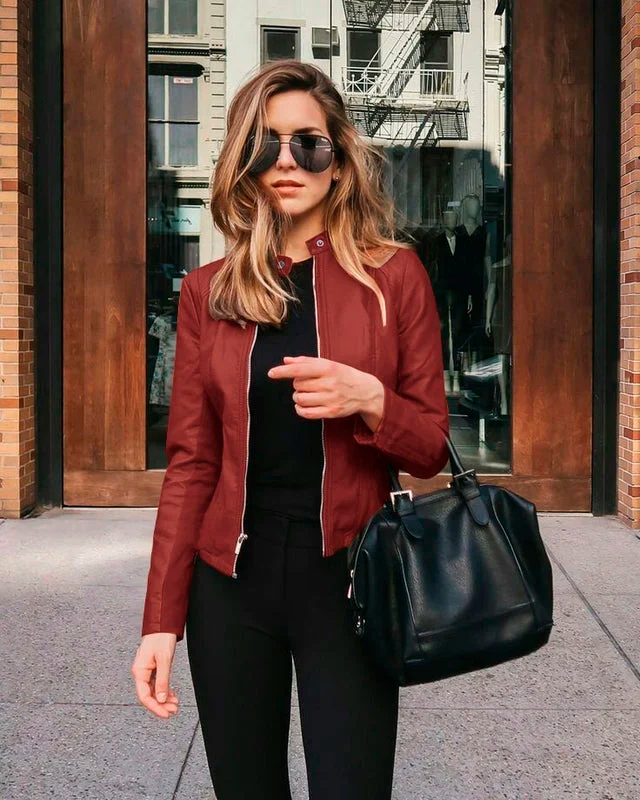 Jaqueta de Couro Feminina Zara - Moda Inverno - Flydescontos